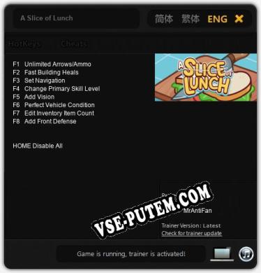 Трейнер для A Slice of Lunch [v1.0.1]
