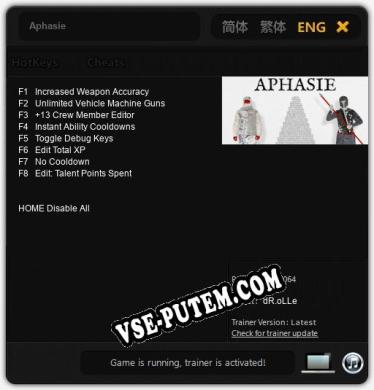 Aphasie: Читы, Трейнер +8 [dR.oLLe]