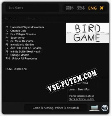 Трейнер для Bird Game [v1.0.8]