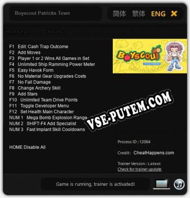 Трейнер для Boyscout Patricks Town [v1.0.7]