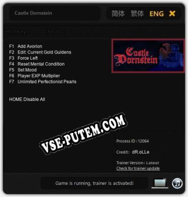 Castle Dornstein: ТРЕЙНЕР И ЧИТЫ (V1.0.14)
