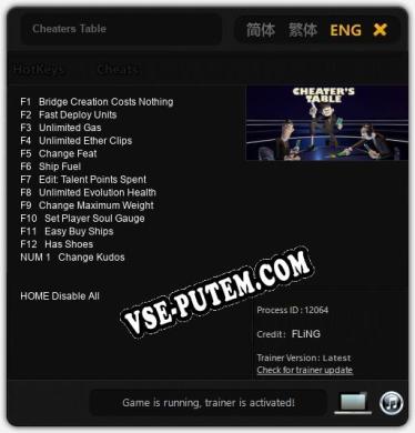 Cheaters Table: Читы, Трейнер +13 [FLiNG]