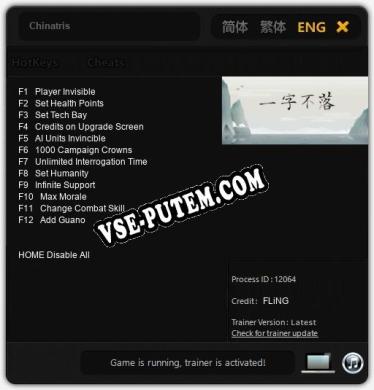 Chinatris: Читы, Трейнер +12 [FLiNG]