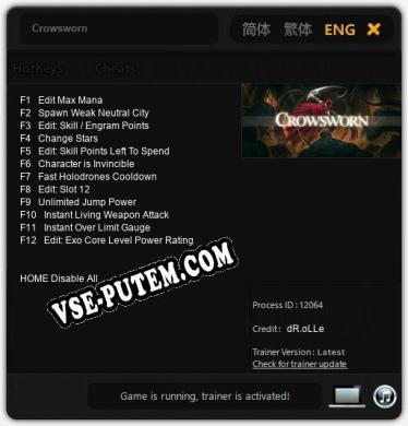 Трейнер для Crowsworn [v1.0.6]