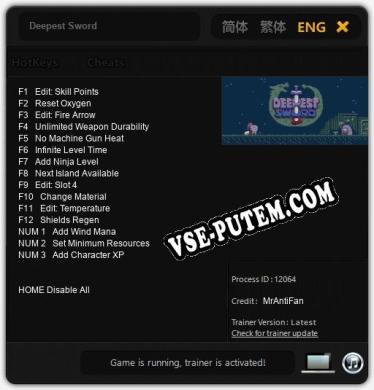 Deepest Sword: ТРЕЙНЕР И ЧИТЫ (V1.0.35)
