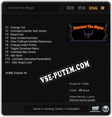 Descent the Abyss: ТРЕЙНЕР И ЧИТЫ (V1.0.40)