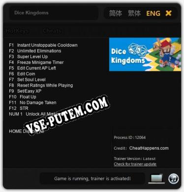 Трейнер для Dice Kingdoms [v1.0.7]