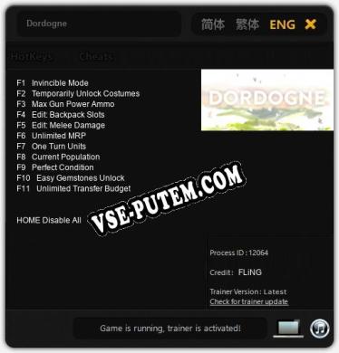 Трейнер для Dordogne [v1.0.9]
