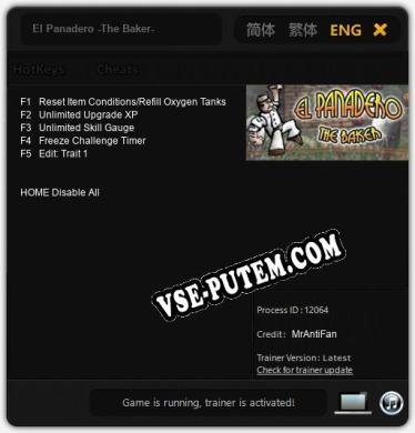 Трейнер для El Panadero -The Baker- [v1.0.3]