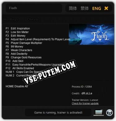 Fiadh: Трейнер +14 [v1.8]