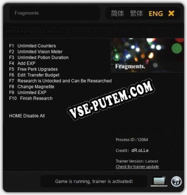 Трейнер для Fragments [v1.0.5]