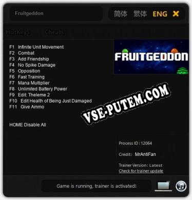 Трейнер для Fruitgeddon [v1.0.3]