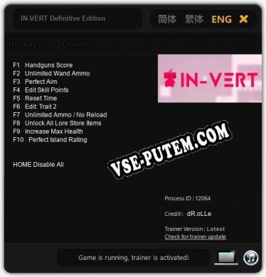 IN-VERT Definitive Edition: Читы, Трейнер +10 [dR.oLLe]