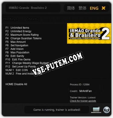 IRMÃO Grande  Brasileiro 2: Трейнер +14 [v1.5]
