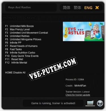 Keys And Kastles: ТРЕЙНЕР И ЧИТЫ (V1.0.93)