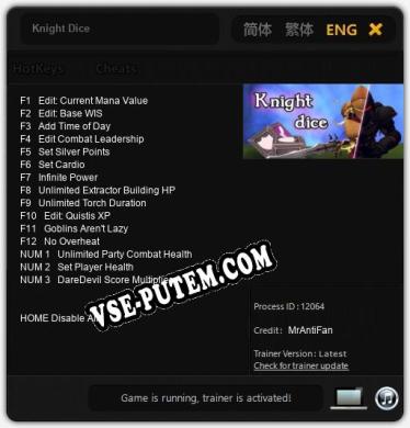 Knight Dice: Трейнер +15 [v1.1]