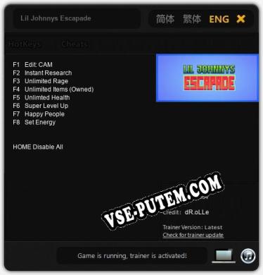 Трейнер для Lil Johnnys Escapade [v1.0.1]