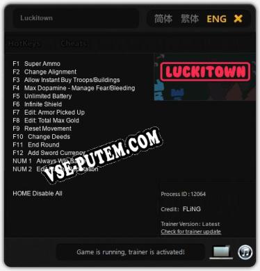 Luckitown: Трейнер +14 [v1.1]