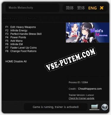 Трейнер для Maids Melancholy [v1.0.9]