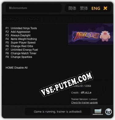 Трейнер для Molementum [v1.0.5]
