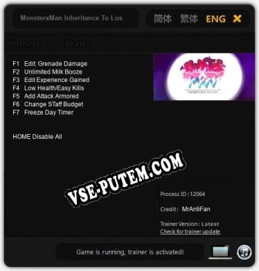 Трейнер для MonsterxMan Inheritance To Lust [v1.0.2]