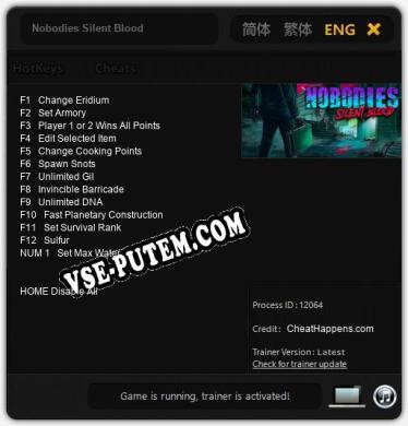 Nobodies Silent Blood: Трейнер +13 [v1.2]