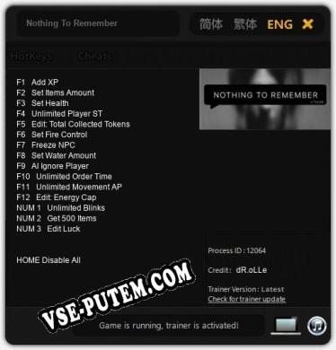 Трейнер для Nothing To Remember [v1.0.4]