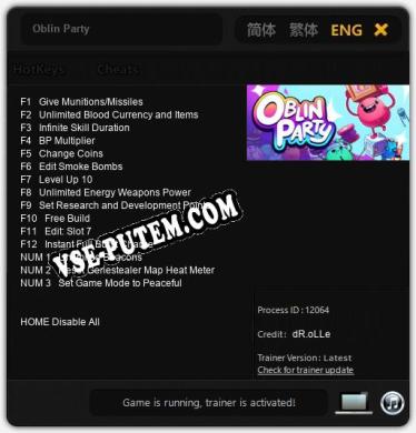 Oblin Party: Читы, Трейнер +15 [dR.oLLe]
