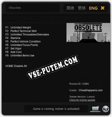 Obsolete: Трейнер +9 [v1.9]
