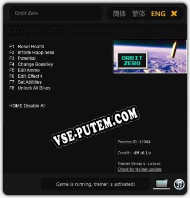 Orbit Zero: Трейнер +8 [v1.4]