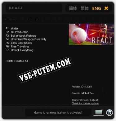 R.E.A.C.T: Трейнер +7 [v1.5]