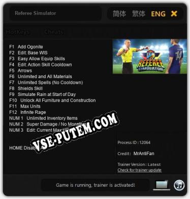 Referee Simulator: Трейнер +15 [v1.8]