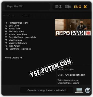 Repo Man VR: ТРЕЙНЕР И ЧИТЫ (V1.0.11)
