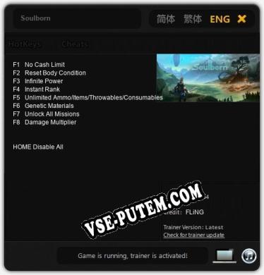 Soulborn: Трейнер +8 [v1.6]