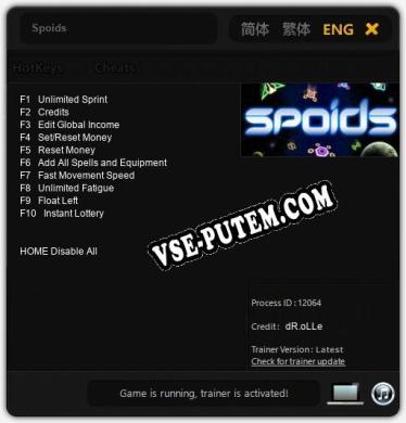 Трейнер для Spoids [v1.0.1]