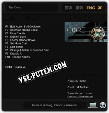 Трейнер для The Core [v1.0.1]