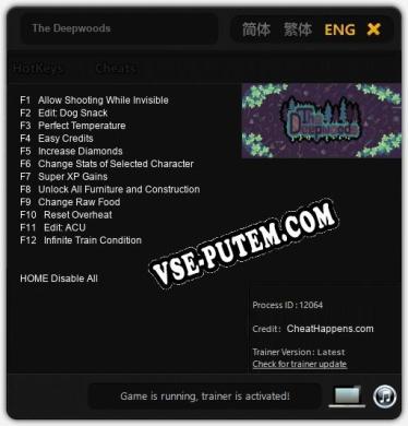 The Deepwoods: Читы, Трейнер +12 [CheatHappens.com]