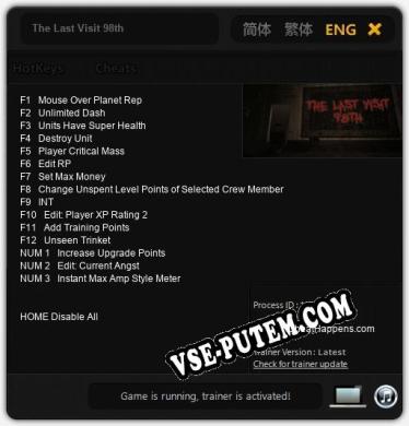 Трейнер для The Last Visit 98th [v1.0.6]