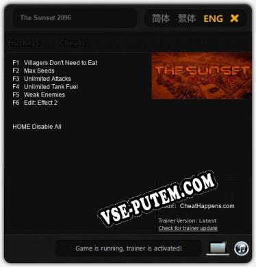 The Sunset 2096: Трейнер +6 [v1.9]