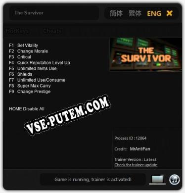 The Survivor: Трейнер +9 [v1.2]