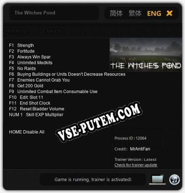 Трейнер для The Witches Pond [v1.0.3]