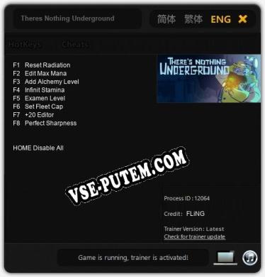 Theres Nothing Underground: Читы, Трейнер +8 [FLiNG]