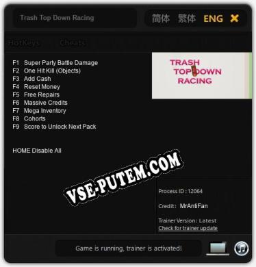 Trash Top Down Racing: Трейнер +9 [v1.3]