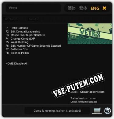 Vetrix: Трейнер +8 [v1.7]