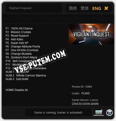 Vigilant Inquest: ТРЕЙНЕР И ЧИТЫ (V1.0.78)