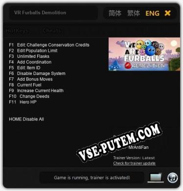 VR Furballs Demolition: ТРЕЙНЕР И ЧИТЫ (V1.0.17)