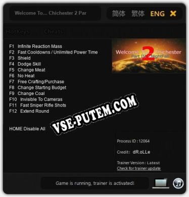Welcome To... Chichester 2 Part III  NightFall: ТРЕЙНЕР И ЧИТЫ (V1.0.85)