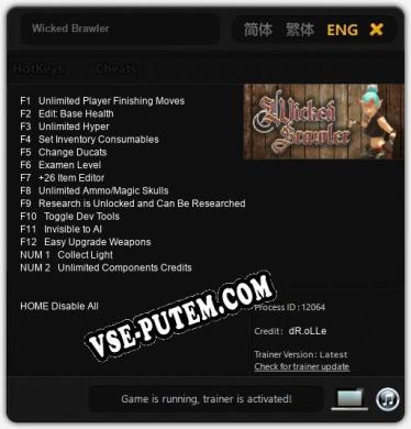 Трейнер для Wicked Brawler [v1.0.1]