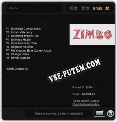 Zimbo: Трейнер +9 [v1.8]